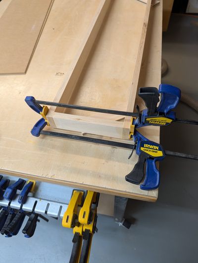 Gluing the bottom of the frame
