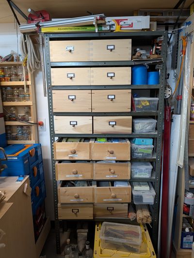 a photo of Wooden storage drawers