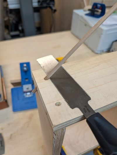 Cutting the dowel off flush