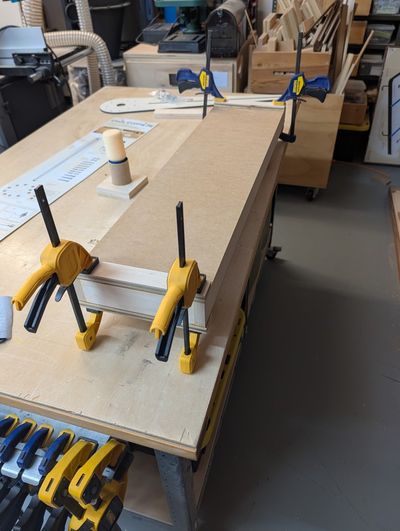 Clamping the trim pieces