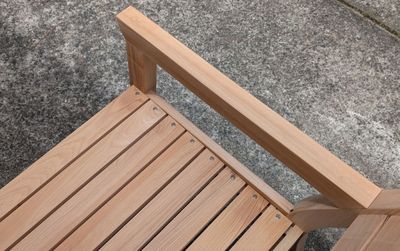 An image of the slats with holes drilled in them