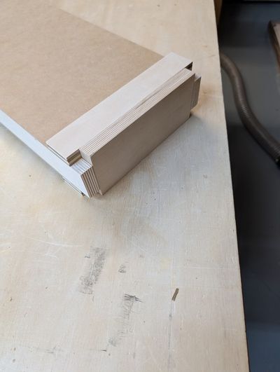 The top piece dry fitted on the case