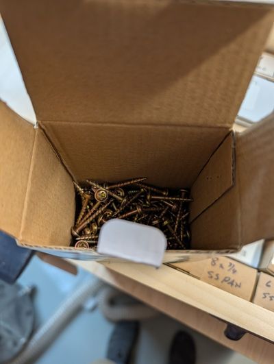 A half empty McFeely's screw box